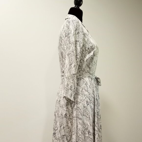 ANN TAYLOR FACTORY SNAKESKIN PRINT WRAP SRESS 3/4 LENGTH SLEEVE WITH BELT SIZE 8 - Picture 6 of 9